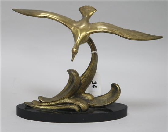 A French Art Deco bronze of a seagull, signed Leger